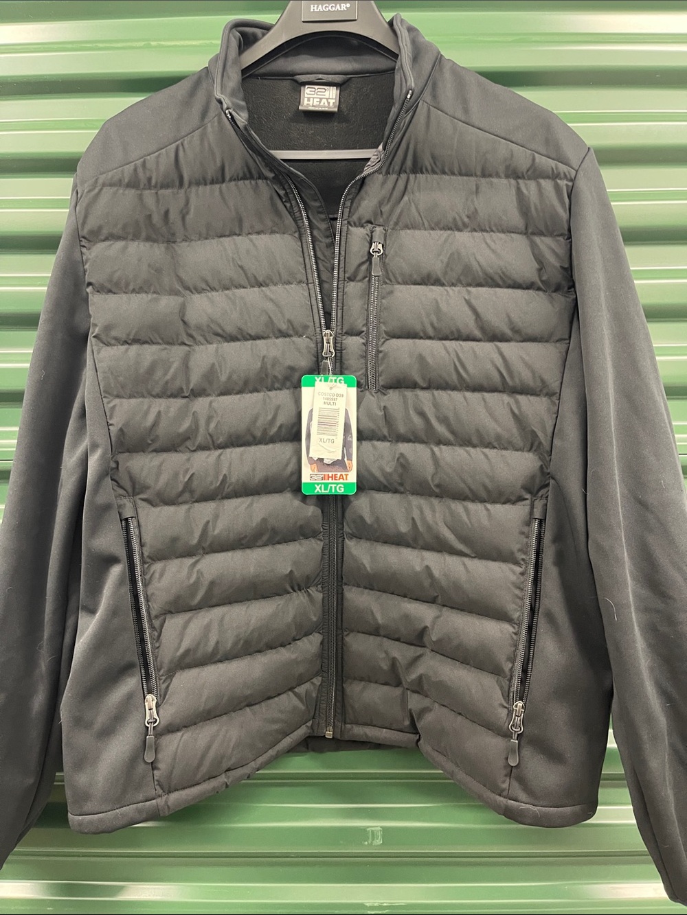 32 Degrees Men’s Black Quilted Hybrid Puffer Jacket